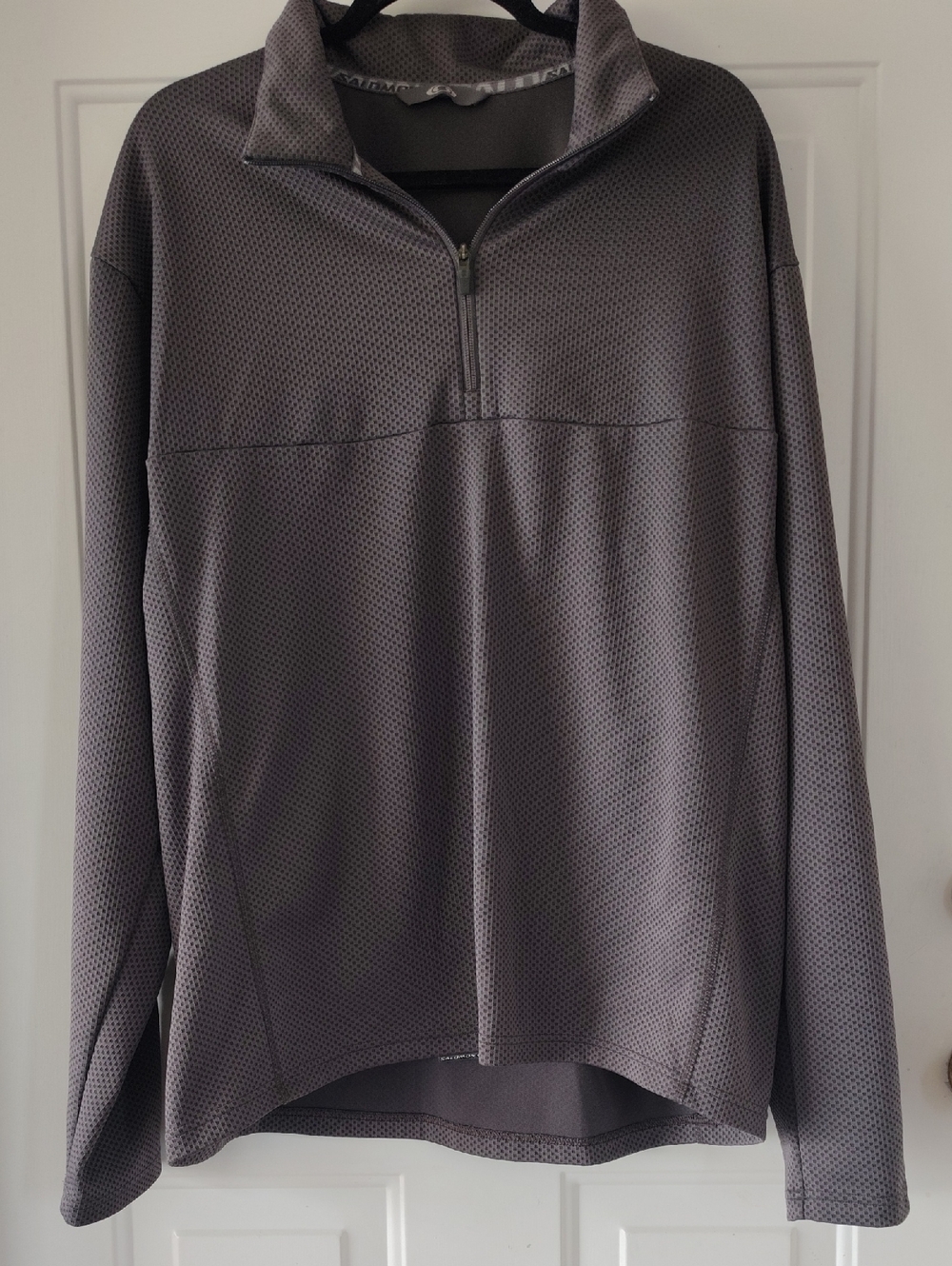 Salomon Dark Gray Textured Performance Sleeve Quarter Zip Pullover